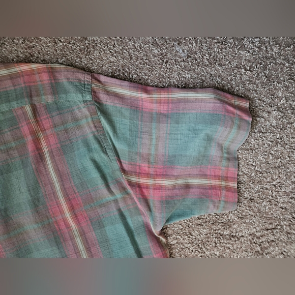 FACONNABLE Green & Rose Plaid Madras Short Sleeve 100% Cotton Shirt | SZ 42 - Picture 3 of 10